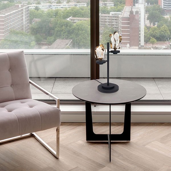 【MARETTI】オランダ・テーブルランプ「GLASS JEWEL」2灯 BRONZE(φ180×H600mm)