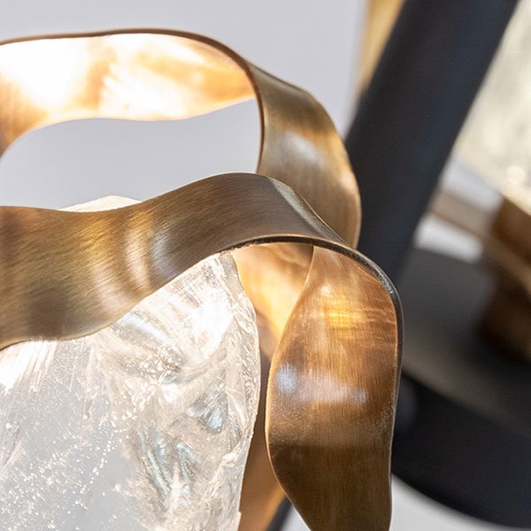 【MARETTI】オランダ・テーブルランプ「GLASS JEWEL」2灯 BRONZE(φ180×H600mm)