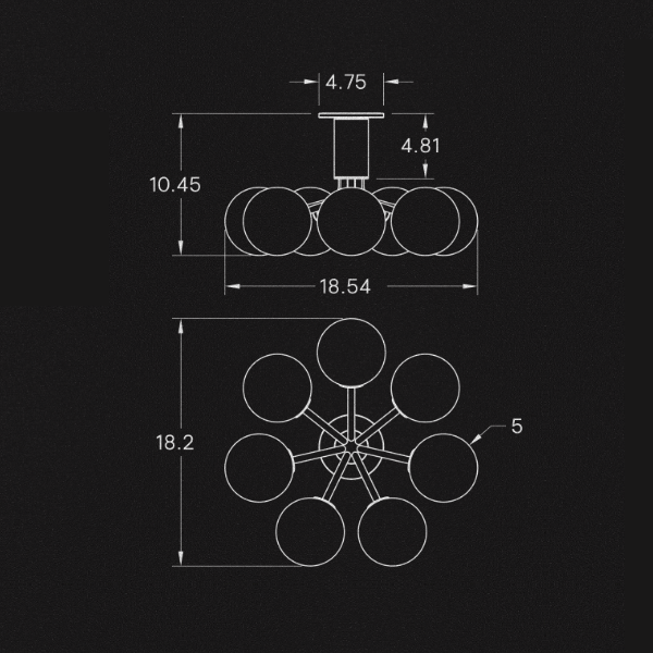 【ALLIED MAKER】 アメリカ・インテリア照明「Tangent 7 Flush Mount」シーリングライト 7灯 カスタムカラー (W464×D470×H261mm)