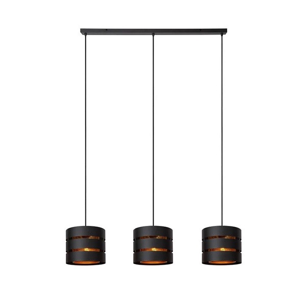 【LUCIDE】ベルギー　デザイン照明　シーリングペンダントライト「ROSAS」Black　3灯（φ260×H200mm）