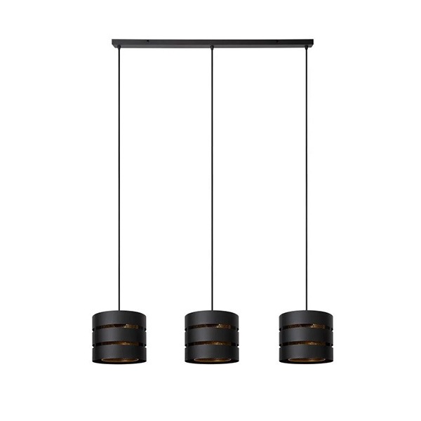 【LUCIDE】ベルギー　デザイン照明　シーリングペンダントライト「ROSAS」Black　3灯（φ260×H200mm）