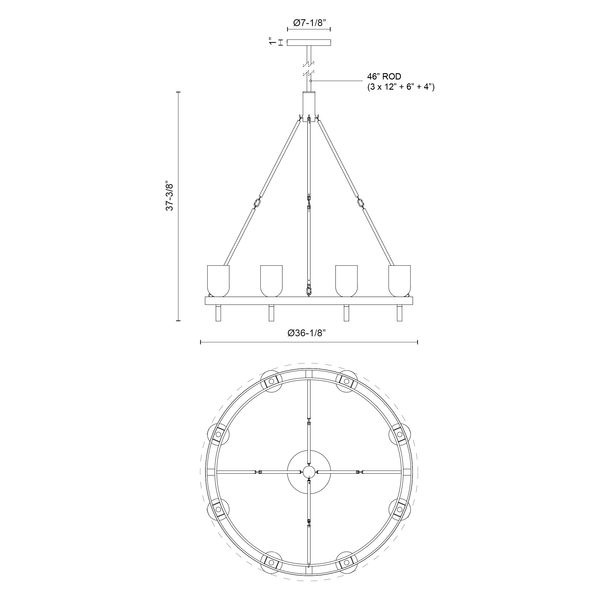 【Alora】アメリカ デザイン照明 「Lucian」 8灯 ブロンズ/アラバスター(W918×H950mm)