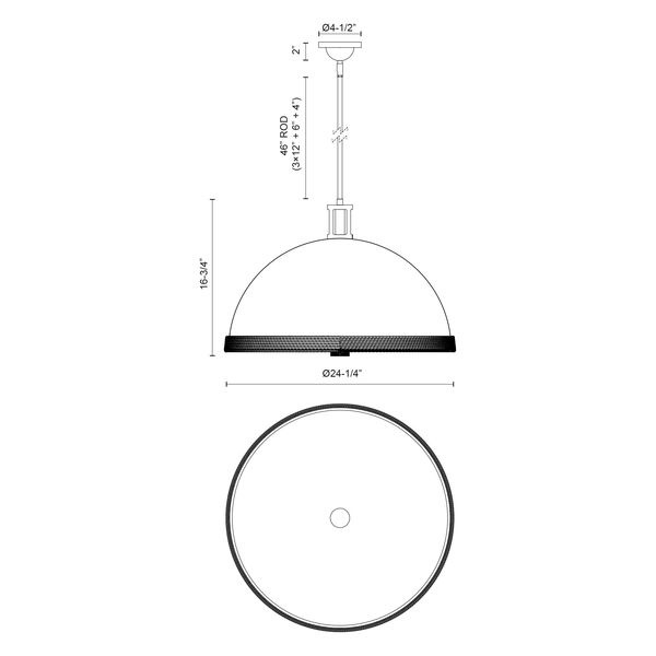 【Alora】アメリカ  デザイン照明ペンダントライト 「Doral」 3灯 マットブラック（W616×H426mm）