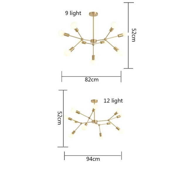 ガラスボールスプートニクデザイン照明 シャンデリア 9／12灯（W820／W940mm）