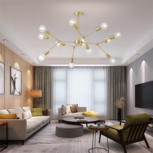 ガラスボールスプートニクデザイン照明 シャンデリア 9／12灯（W820／W940mm）