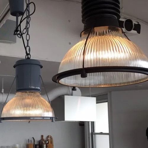 【HERMOSA】ペンダントライト「BYRON GLASS SHADE」1灯・BK(W300×H355mm)