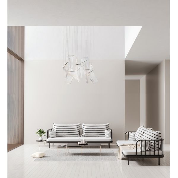 【ET2】アメリカ・シーリングペンダントライト「RINKLE」14灯（W700×L700×H360-3400mm）