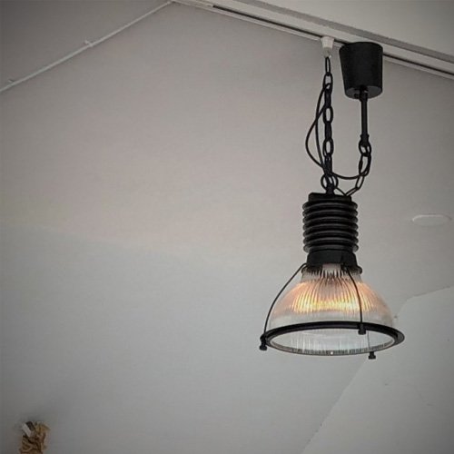 【HERMOSA】ペンダントライト「BYRON GLASS SHADE」1灯・BK（W300×H350mm）