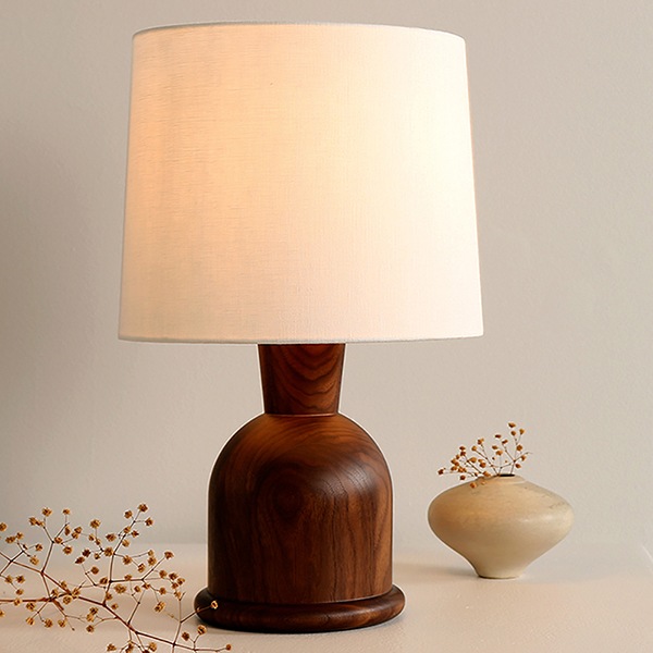 【WorkOf】アメリカ・デザイン照明 テーブルライト「Beacon Table Lamp」ウォールナット／メープル 1灯（φ280×H458mm）