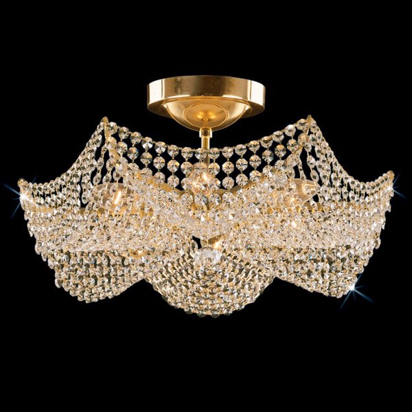 Preciosa】最高級クリスタルシャンデリア 6灯 ゴールド(W480×H230mm