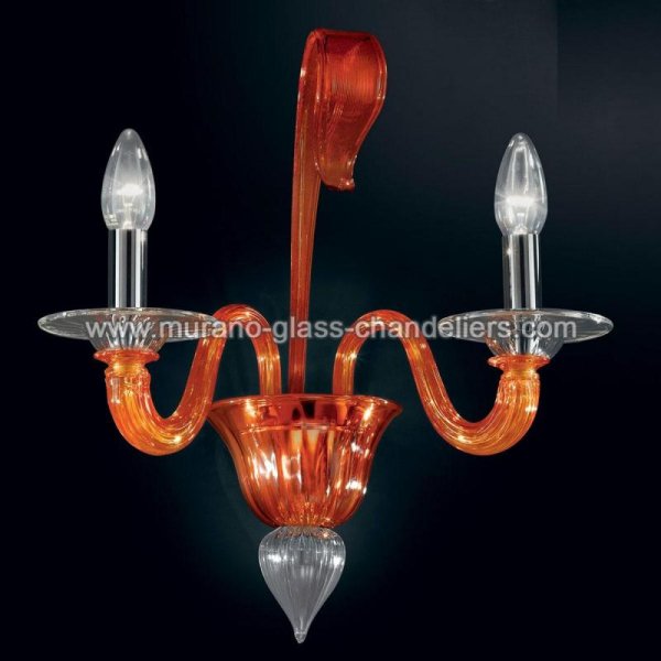 【MURANO GLASS CHANDELIERS】イタリア・ヴェネチアンガラスウォールライト2灯「ETERE」（W350×D240×H500mm）