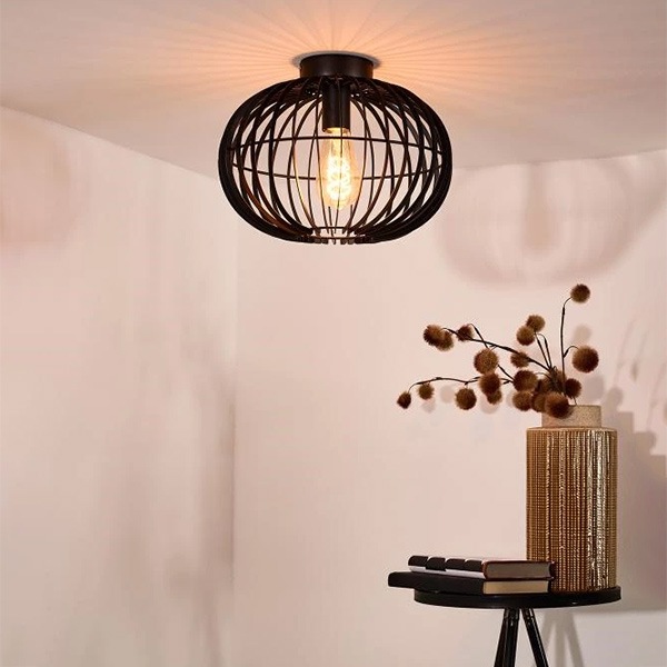 【LUCIDE】ベルギー　デザイン照明　シーリングライト「REDA」Black（φ320×H245mm）