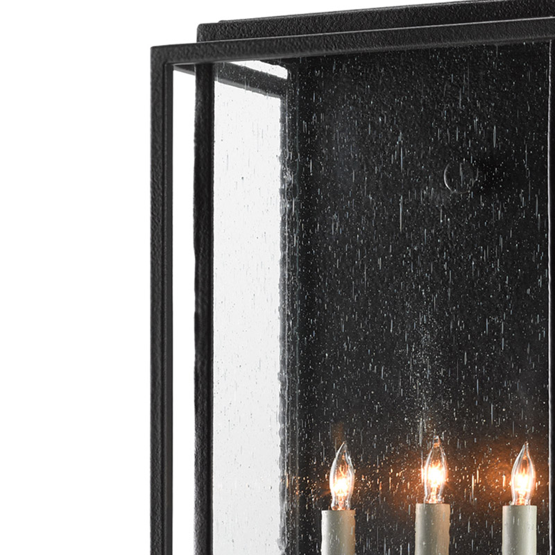 【CURREY】アメリカ・アウトドアウォールライト 3灯「Wright」L ブラック（W350×D210×H820mm）
