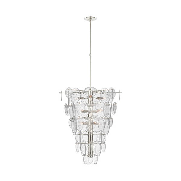 【Visual Comfort】アメリカ・デザイン照明 モダンシャンデリア「Loire Cascading Chandelier」12灯　シルバー・クリア（W743×H908mm）