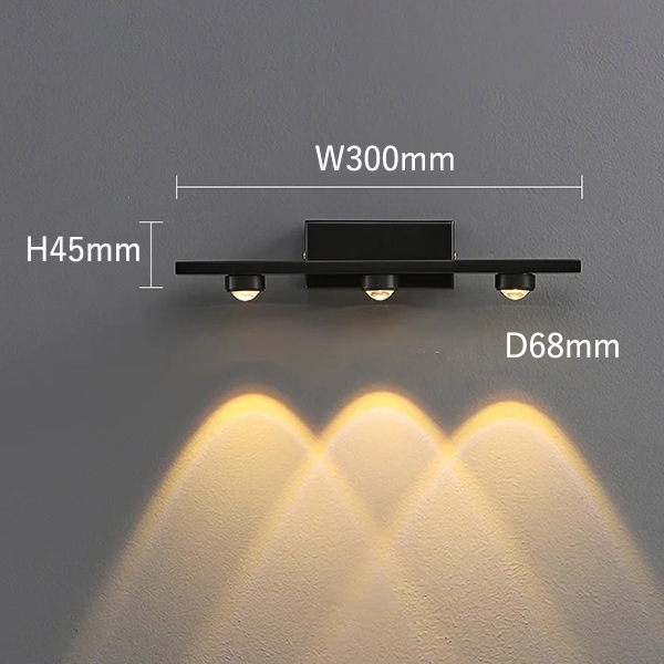 【リーズナブル】デザイン照明 モダン LEDウォールライト 3灯（W300×H45×D68mm）