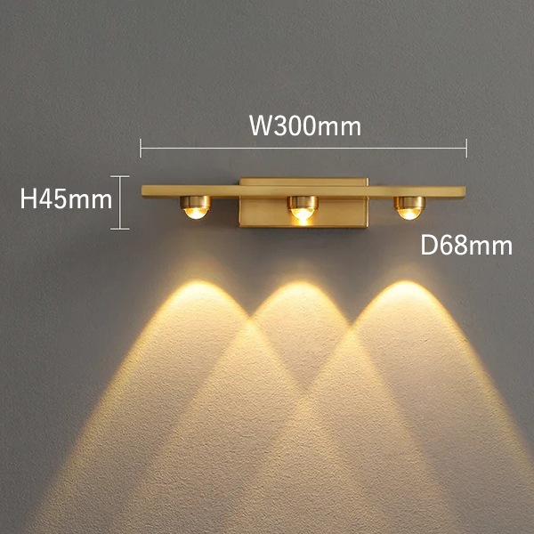 【リーズナブル】デザイン照明 モダン LEDウォールライト 3灯（W300×H45×D68mm）