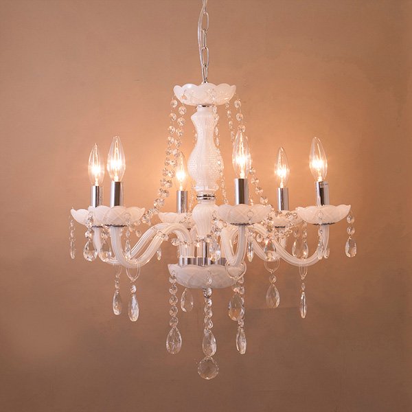 クリスタルガラスシャンデリア6灯「ROSA ローサ」・ホワイト