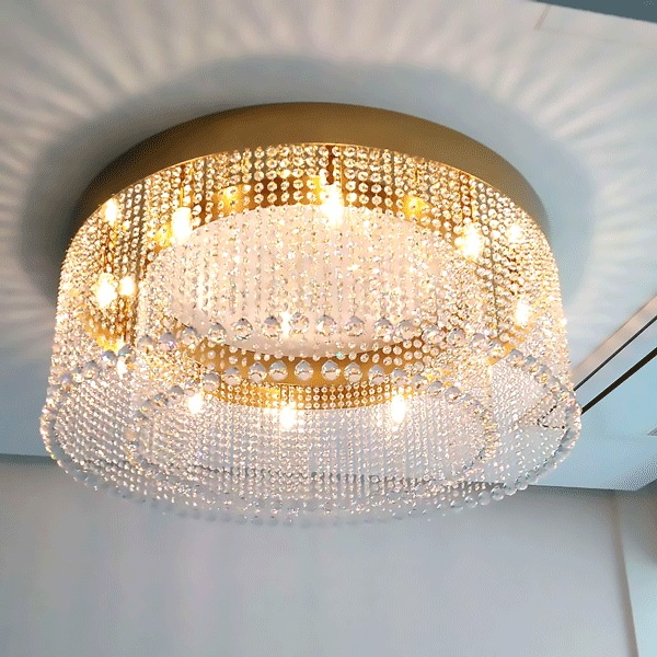 【LA LUCE】大型クリスタルライン・リングシャンデリア 10灯(φ1000×H400mm)