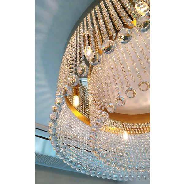 【LA LUCE】大型クリスタルライン・リングシャンデリア 10灯(φ1000×H400mm)