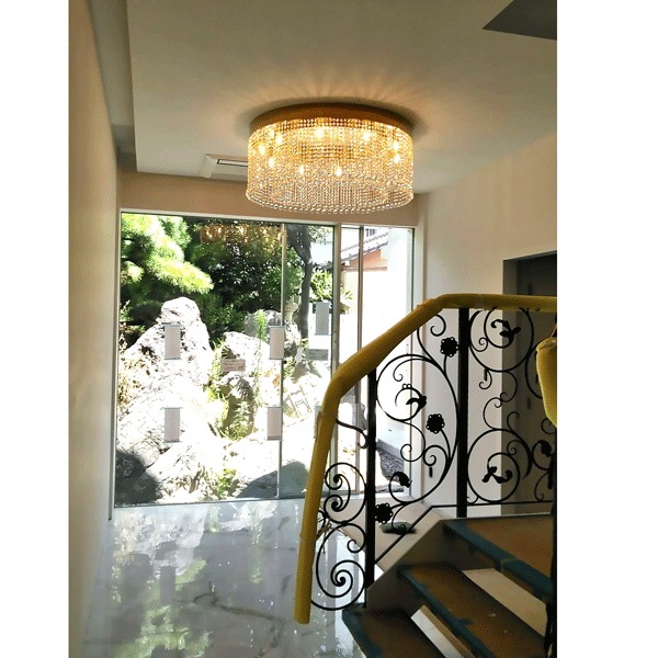 【LA LUCE】大型クリスタルライン・リングシャンデリア 10灯(φ1000×H400mm)