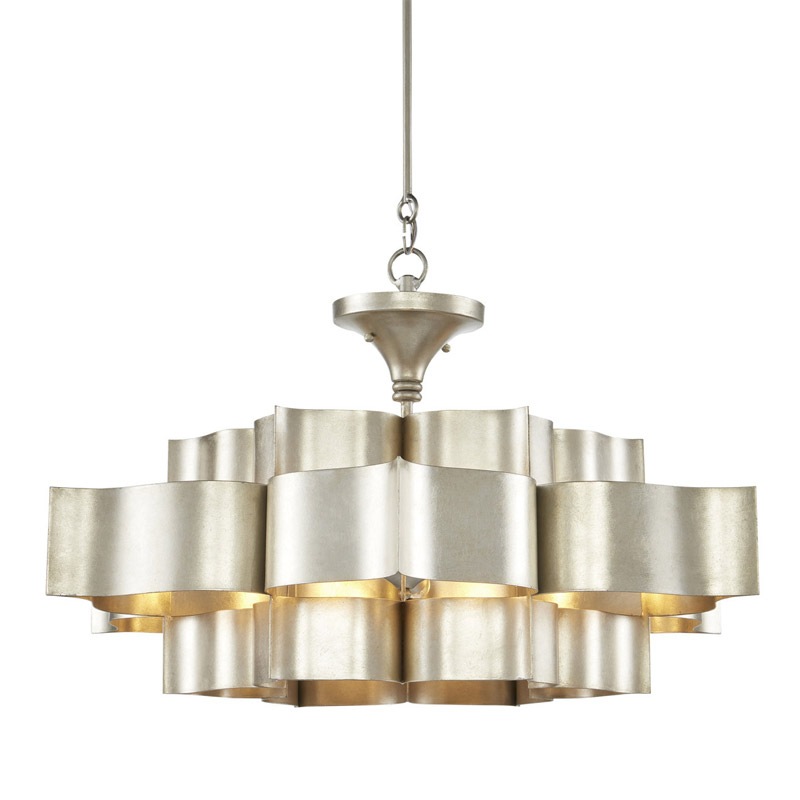 【CURREY】アメリカ・シャンデリア 6灯「Grand Lotus」L シルバー（D762×H406mm）