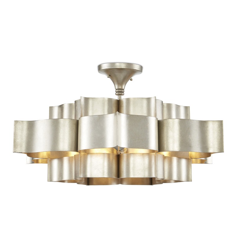 【CURREY】アメリカ・シャンデリア 6灯「Grand Lotus」L シルバー（D762×H406mm）