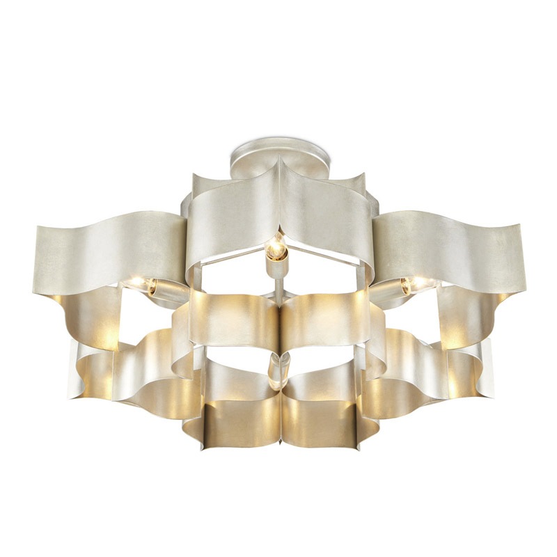 【CURREY】アメリカ・シャンデリア 6灯「Grand Lotus」L シルバー（D762×H406mm）