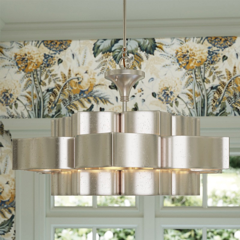 【CURREY】アメリカ・シャンデリア 6灯「Grand Lotus」L シルバー（D762×H406mm）