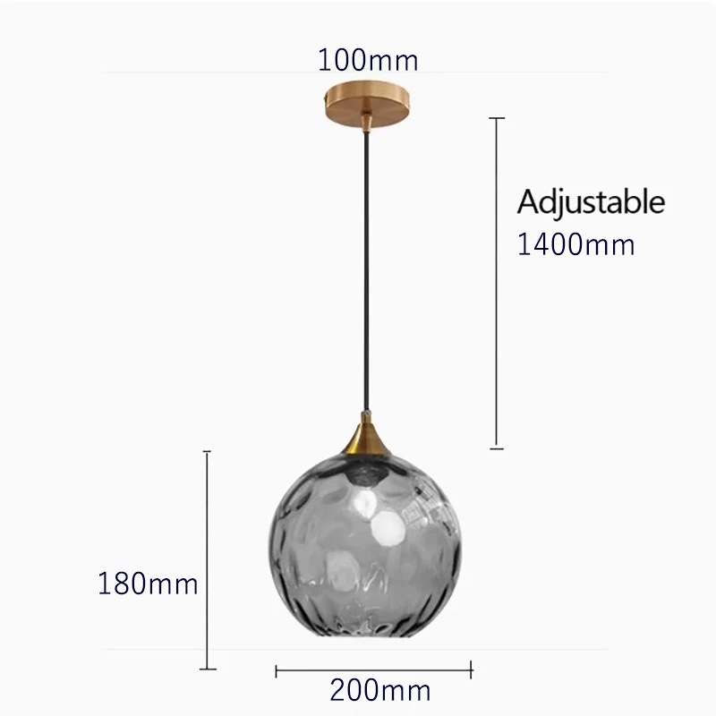 【リーズナブル】デザイン照明 ガラスシェードペンダントライト 1灯 カラー8種（φ200×H180mm）