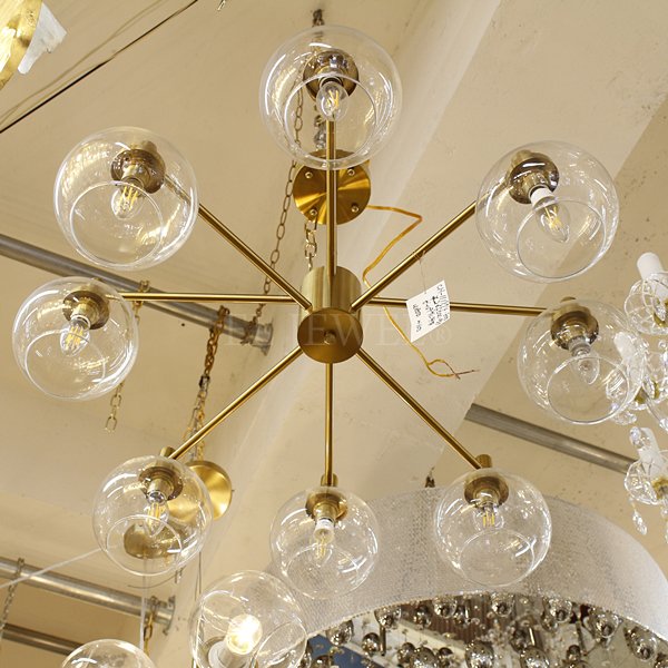 ガラスシェードデザイン照明 8灯ゴールド(W800×H600mm) | EL JEWEL