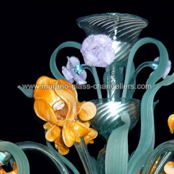 【MURANO GLASS CHANDELIERS】イタリア・ヴェネチアンガラスシャンデリア24灯「IRIS DI VAN GOGH」（W600×H900mm）
