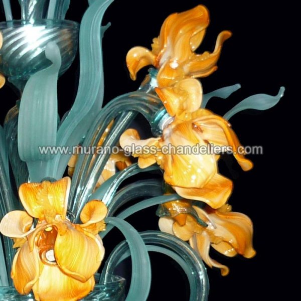 【MURANO GLASS CHANDELIERS】イタリア・ヴェネチアンガラスシャンデリア24灯「IRIS DI VAN GOGH」（W600×H900mm）