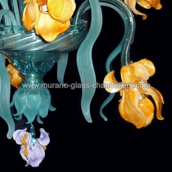 【MURANO GLASS CHANDELIERS】イタリア・ヴェネチアンガラスシャンデリア24灯「IRIS DI VAN GOGH」（W600×H900mm）