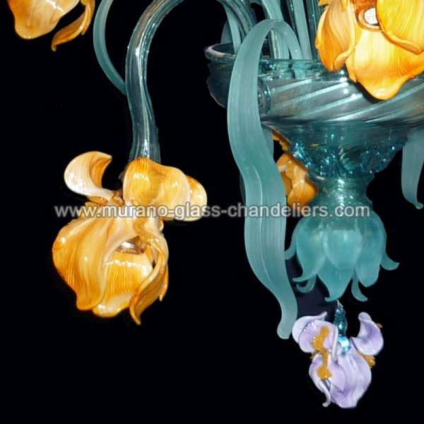 【MURANO GLASS CHANDELIERS】イタリア・ヴェネチアンガラスシャンデリア24灯「IRIS DI VAN GOGH」（W600×H900mm）