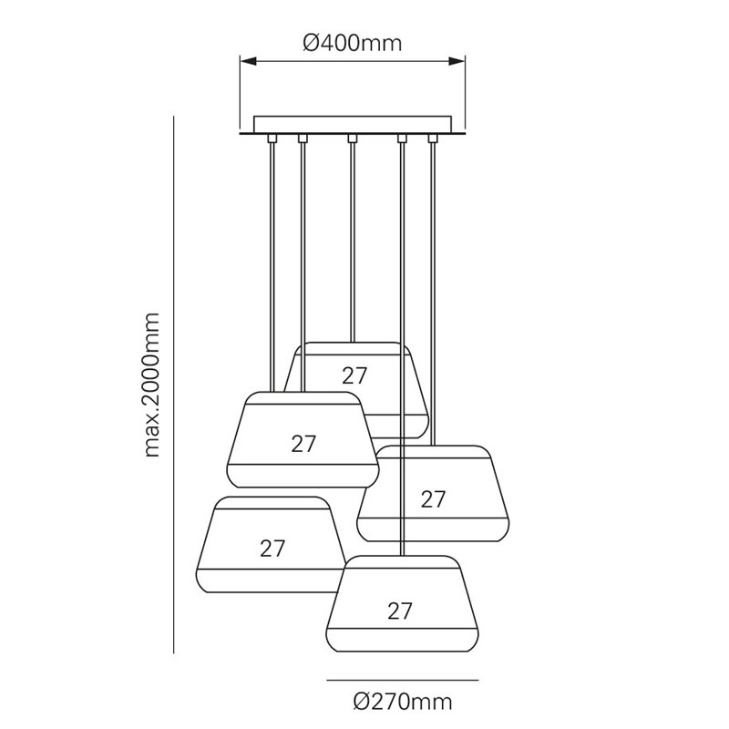 【MARETTI】オランダ・シーリングペンダントライト 5灯「Hala Tommy」（φ400×H2000mm）