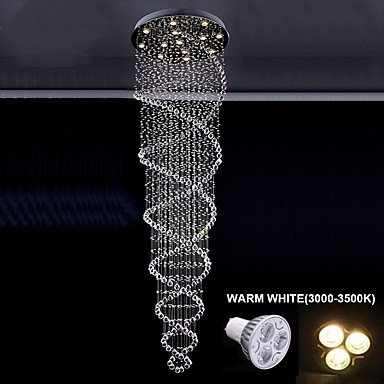 円型吹き抜け・ワイヤーアートクリスタルシャンデリア 13灯 クローム