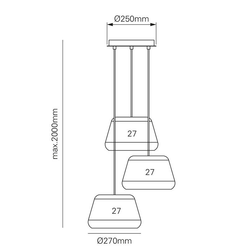【MARETTI】オランダ・シーリングペンダントライト 3灯「Hala Tommy」（φ250×H2000mm）