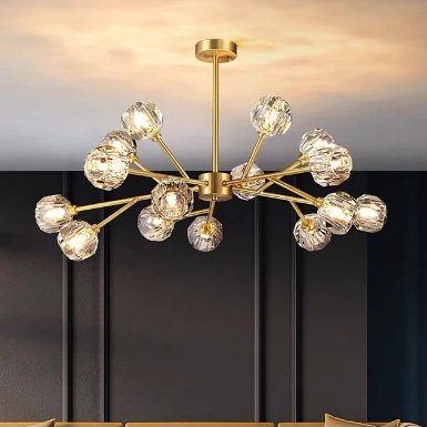 ガラスシェードシーリングライト15灯・ゴールド(W1000×H1000mm) | EL ガラスシェードシーリングライト15灯・ゴールド(W1000×H1000mm) | EL