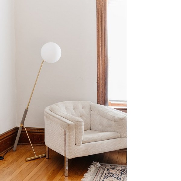 【MITZI】アメリカ・ガラスボールフロアーライト「BRIELLE」1灯・ゴールド(W241.3×H1416.0mm)