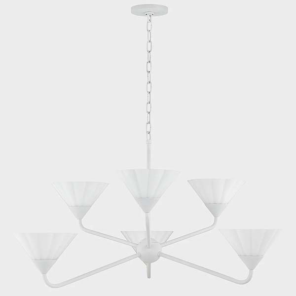 【MITZI】アメリカ・デザインシャンデリア「Kelsey」6灯 ホワイト（Φ889×H489mm）