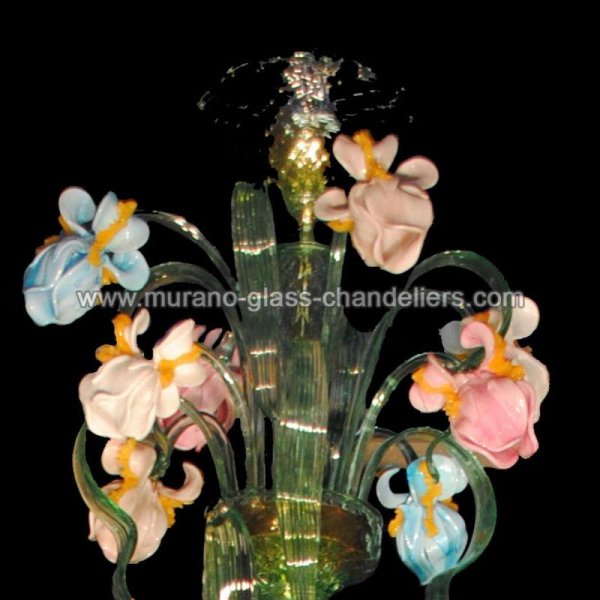 【MURANO GLASS CHANDELIERS】イタリア・ヴェネチアンガラスシャンデリア12灯「IRIS VERDE」（W1100×H2000mm）