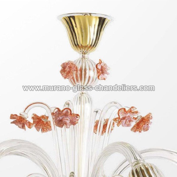 【MURANO GLASS CHANDELIERS】イタリア・ヴェネチアンガラスシャンデリア5灯「MEGAN」（W850×H800mm）