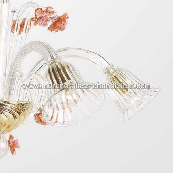 【MURANO GLASS CHANDELIERS】イタリア・ヴェネチアンガラスシャンデリア5灯「MEGAN」（W850×H800mm）
