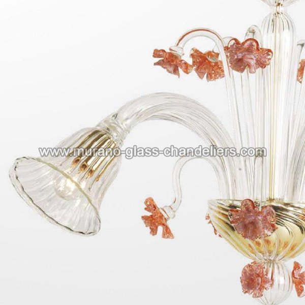 【MURANO GLASS CHANDELIERS】イタリア・ヴェネチアンガラスシャンデリア5灯「MEGAN」（W850×H800mm）