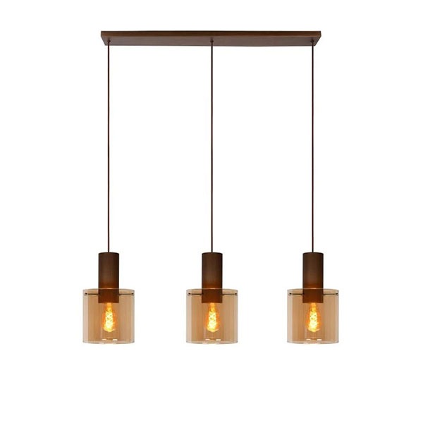 【LUCIDE】ベルギー ペンダントライト「TOLEDO」Brown 3灯(W1000×D200×H1650mm)