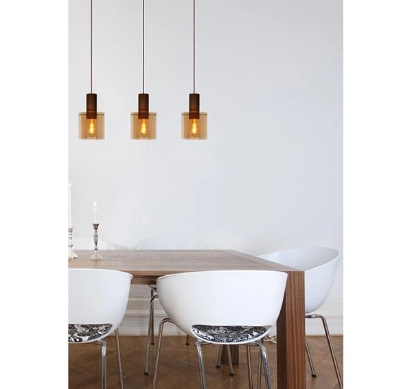 【LUCIDE】ベルギー ペンダントライト「TOLEDO」Brown 3灯(W1000×D200×H1650mm)