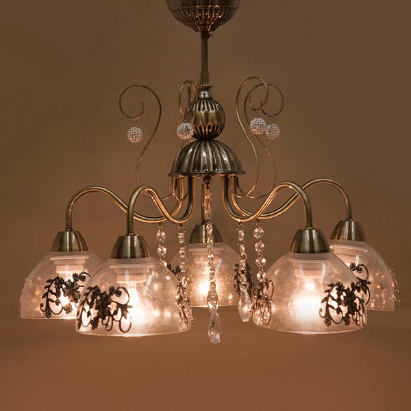 クラシカルシーリングランプ5灯「プリシラ」・アンティークブロンズ