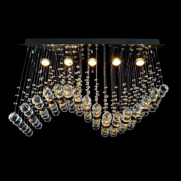 【WRANOVSKY】クリスタルシーリングシャンデリア「Wave」 5灯(W750×D300×H470mm)