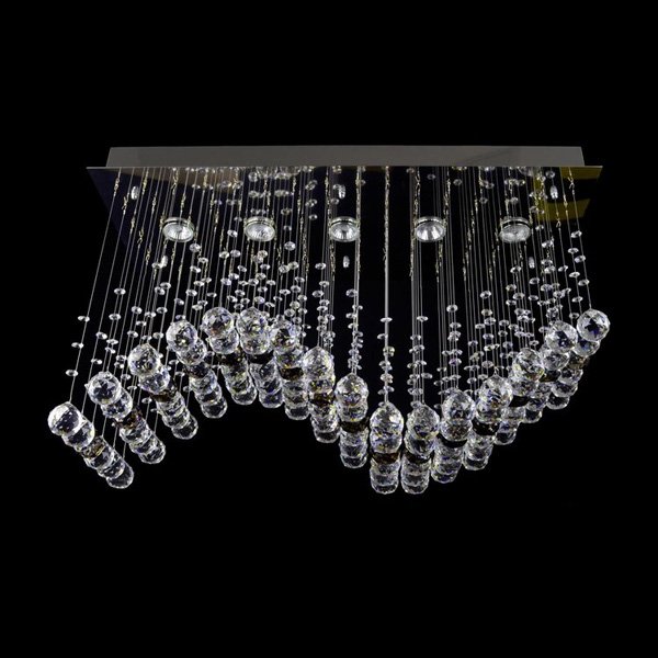 【WRANOVSKY】クリスタルシーリングシャンデリア「Wave」 5灯(W750×D300×H470mm)