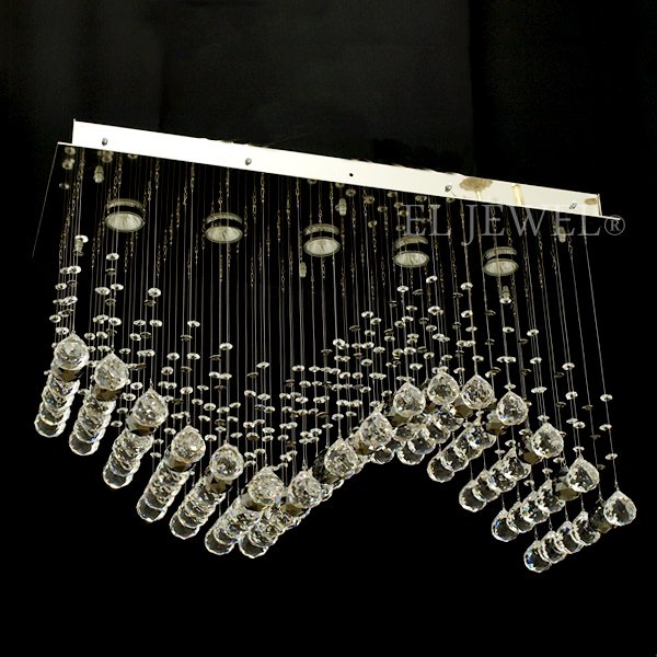 【WRANOVSKY】クリスタルシーリングシャンデリア「Wave」 5灯(W750×D300×H470mm)